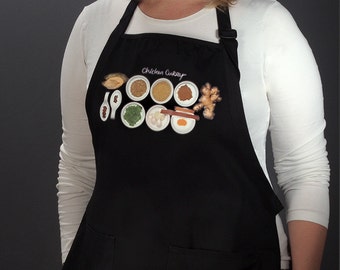 Kitchen aprons for the modern home chef. For men and women. (Chicken Curry, India) FREE SHIPPING