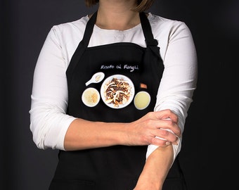 Kitchen aprons for the modern home chef. For men and women (Risotto ai Funghi, Italy) FREE SHIPPING