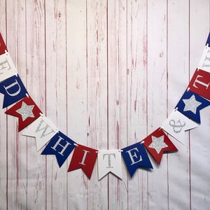 Red White and Two Birthday Banner, Little Firecracker Birthday, 2nd Birthday Decorations, Red White and Blue, Fourth of July Birthday Decor