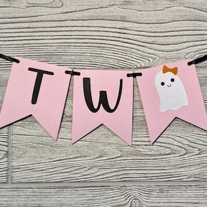 Two Spooky Birthday Banner, Two High Chair Banner, Pink Ghost Birthday, Halloween 2nd Birthday, Pink Spooky Decor, Halloween Girl Birthday