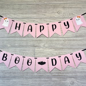 Pink Happy Boo Day Banner, Halloween Happy Birthday, Spooky Birthday Banner, Girl Birthday Banner, Girl Halloween Banner, 1st Birthday Girl