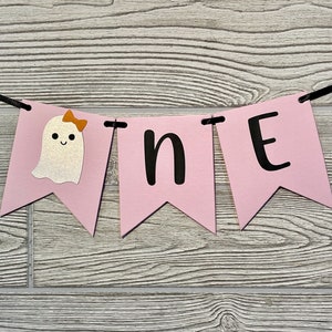 Pink Halloween Ghost High Chair Banner, Spooky One Birthday Banner, Halloween 1st Birthday, Pink Spooky Decor, Halloween Girl Birthday