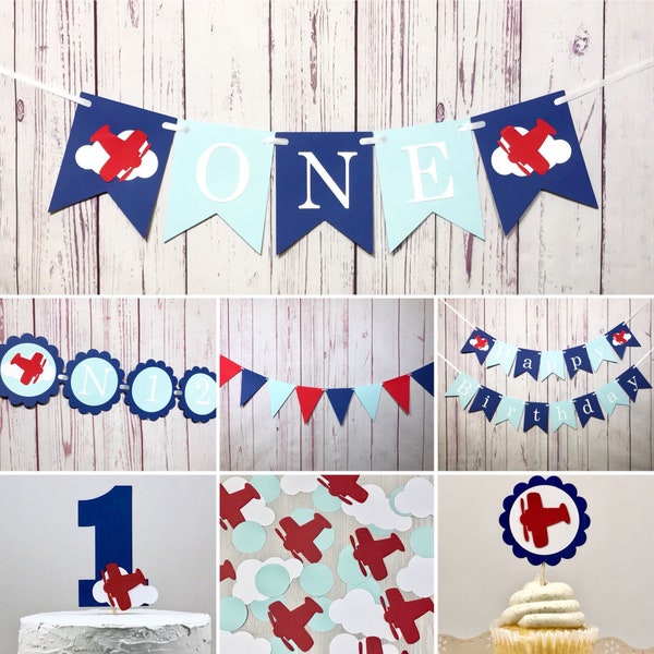 Airplane Birthday Party Package, Time Flies Birthday Decor, Airplane 1st Birthday, Boys First Birthday Decor, Aviator Party, Party in a Box