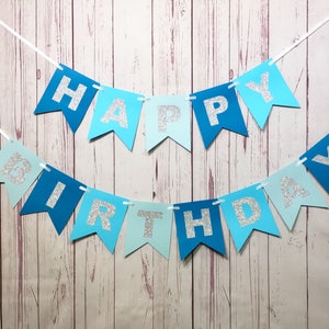 Blue Birthday Banner, 1st Birthday Banner, Boy Birthday, 1st Birthday Boy, First Birthday, Happy Birthday, Cake Smash, Blue and Silver