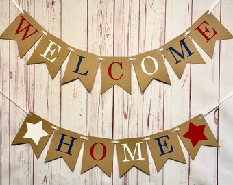 Welcome Home Sign, Red White and Blue, Military Homecoming, Deployment Homecoming, Welcome Home Soldier, Patriotic Banner, Housewarming