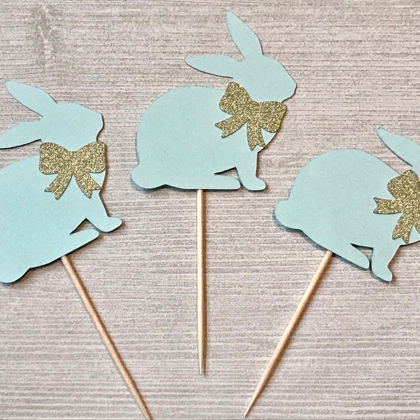 Blue Bunny Cupcake Toppers, Some Bunny is One, Baby Shower Cupcakes, Bunny Baby Shower, Some Bunny Birthday, Bunny 1st Birthday Boy
