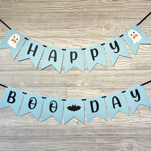 Blue Happy Boo Day Banner, Halloween Happy Birthday, Spooky Birthday Banner, Boy Birthday Banner, Boy Halloween Banner, 1st Birthday Boy