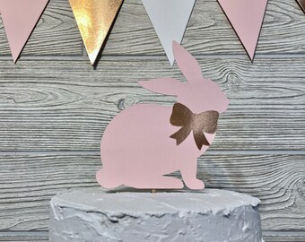 Rose Gold and Pink Bunny Cake Topper, Some Bunny Is One Party, Some Bunny Is On The Way, Bunny 1st Birthday, Bunny Baby Shower Cake Topper