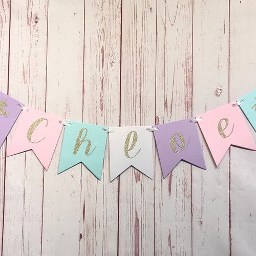 Unicorn Name Banner Unicorn Banner Glitter Name Banner | Etsy