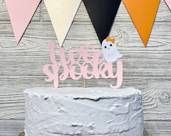 Pink Two Spooky Cake Topper, Halloween 2nd Birthday Girl, Our Little Boo Is Turning Two, Fall 2nd Birthday Decor, Little Boo Birthday Girl