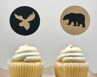 Bear Cupcake Topper, Lumberjack Birthday, Bear Birthday, Woodland Birthday, Rustic Cupcake Toppers, Woodland 1st Birthday, Wild One Birthday