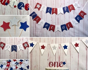 Little Firecracker First Birthday Party Package, Fourth of July 1st Birthday, Red White and Blue Birthday, Patriotic 1st Birthday Supplies