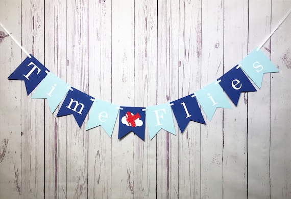 Time Flies Birthday Banner, Airplane Birthday, Airplane 1st Birthday, Time Flies Party, Birthday Photo Prop, Airplane Party, Aviator Theme Il_570xn