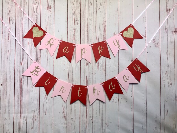 Little Sweetheart Birthday Banner, Pink and Red 1st Birthday, Heart Birthday Party, Gold Heart Banner, Sweetheart Party, Valentines Birthday Il_570xn