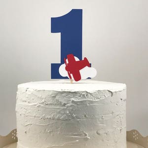Airplane 1st Birthday Cake Topper Boy, Number 1 Cake Topper, Time Flies First Birthday, Boy Cake Smash Topper, Boy 1st Birthday Decorations image 3