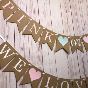 Pink or Blue We Love You Banner, Boy or Girl Banner, Gender Reveal Party, Gender Neutral, Baby Shower Banner, Baby Announcement, He or She image 2