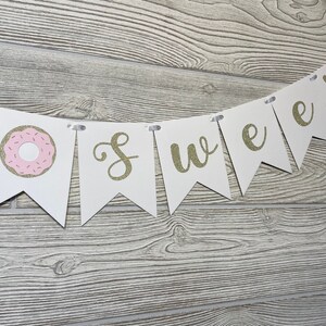 Two Sweet Birthday Banner, Two Sweet Donut, Girl 2nd Birthday Party, Donut Theme Birthday Decorations, Donut Grow Up Party, Donut Party image 4