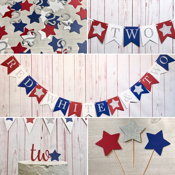 Red White and Two Birthday Package, Fourth of July Birthday, Red White and Blue Party, 2nd Birthday Party Decorations, Little Firecracker Il_570xn