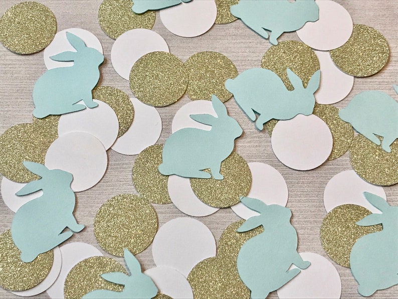 50 Bunny Confetti Some Bunny is One Blue Confetti Bunny Shower Decor Bunny Birthday Party Bunny Turning One Boy Bunny Baby