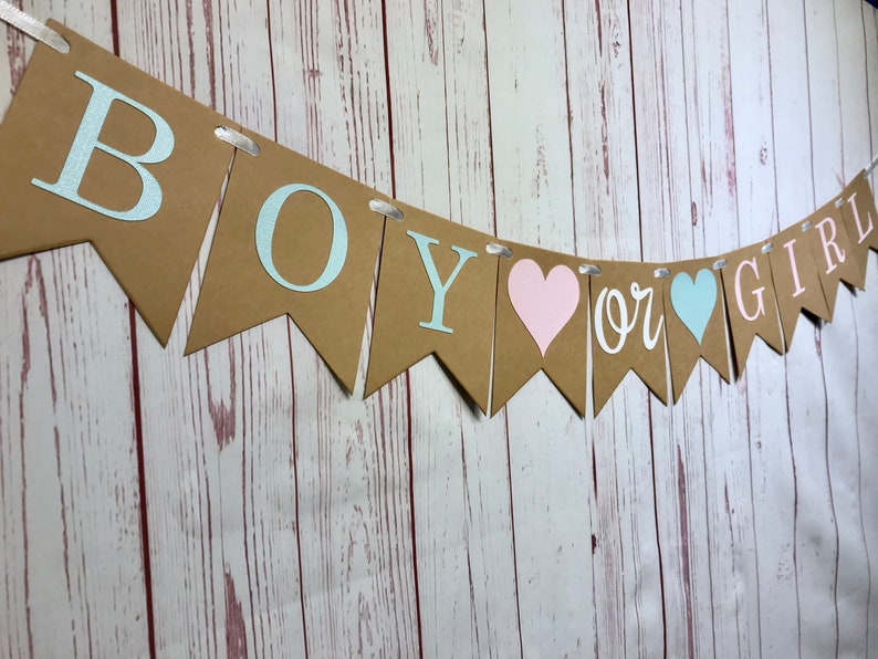 Boy or Girl Gender Reveal Banner, Boy or Girl Banner, Gender Reveal Party Decorations, Baby Shower Banner, Baby Announcement, Blue or Pink image 2