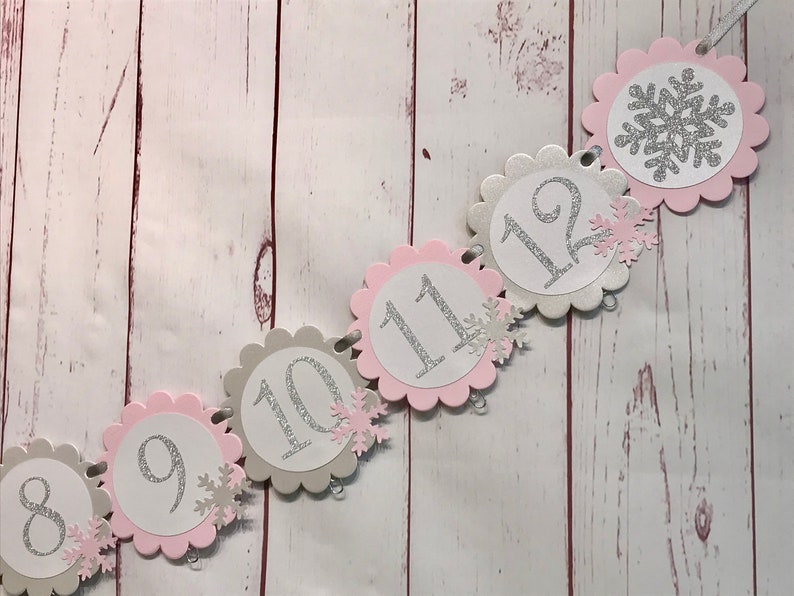 Pink Winter Onederland Photo Banner, Snowflake Photo Banner, Snowflake First Birthday, 1st Birthday Winter Wonderland, Winter 1st Birthday image 3