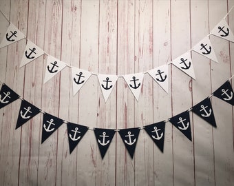 Nautical Flag Bunting, Anchor Garland, Nautical Baby Shower, Nautical Wedding Decor, Anchor Banner, Nautical Party Decor, Triangle Bunting