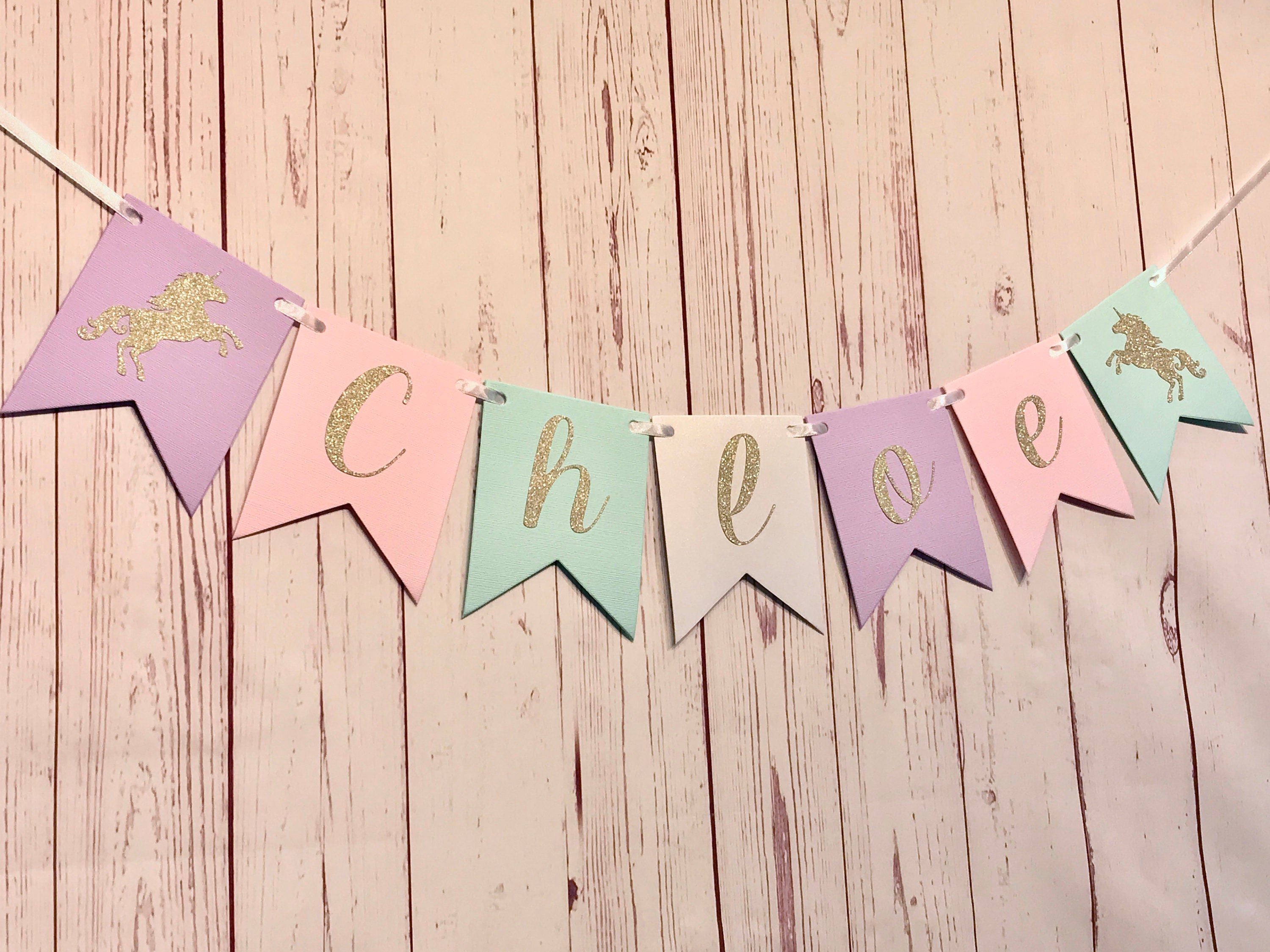 Unicorn Name Banner Unicorn Banner Glitter Name Banner | Etsy