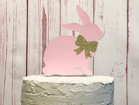 Some Bunny Is One Cake Topper, Bunny 1st Birthday, Pink Bunny Cake Topper, Easter Bunny, Bunny Baby Shower, Pink and Gold Cake Topper Il_570xn