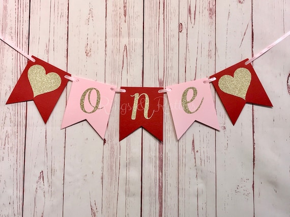 Little Sweetheart Turning One Highchair Banner, Valentines Birthday, Pink and Red 1st Birthday Girl, Cake Smash Banner, Sweetheart Banner Il_570xn