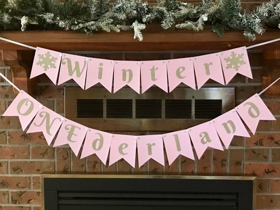 Winter Onederland Banner, Winter Wonderland, Onederland Birthday, 1st Birthday, Winter Birthday, Snowflake Birthday, Pink and Gold Snowflake Il_570xn