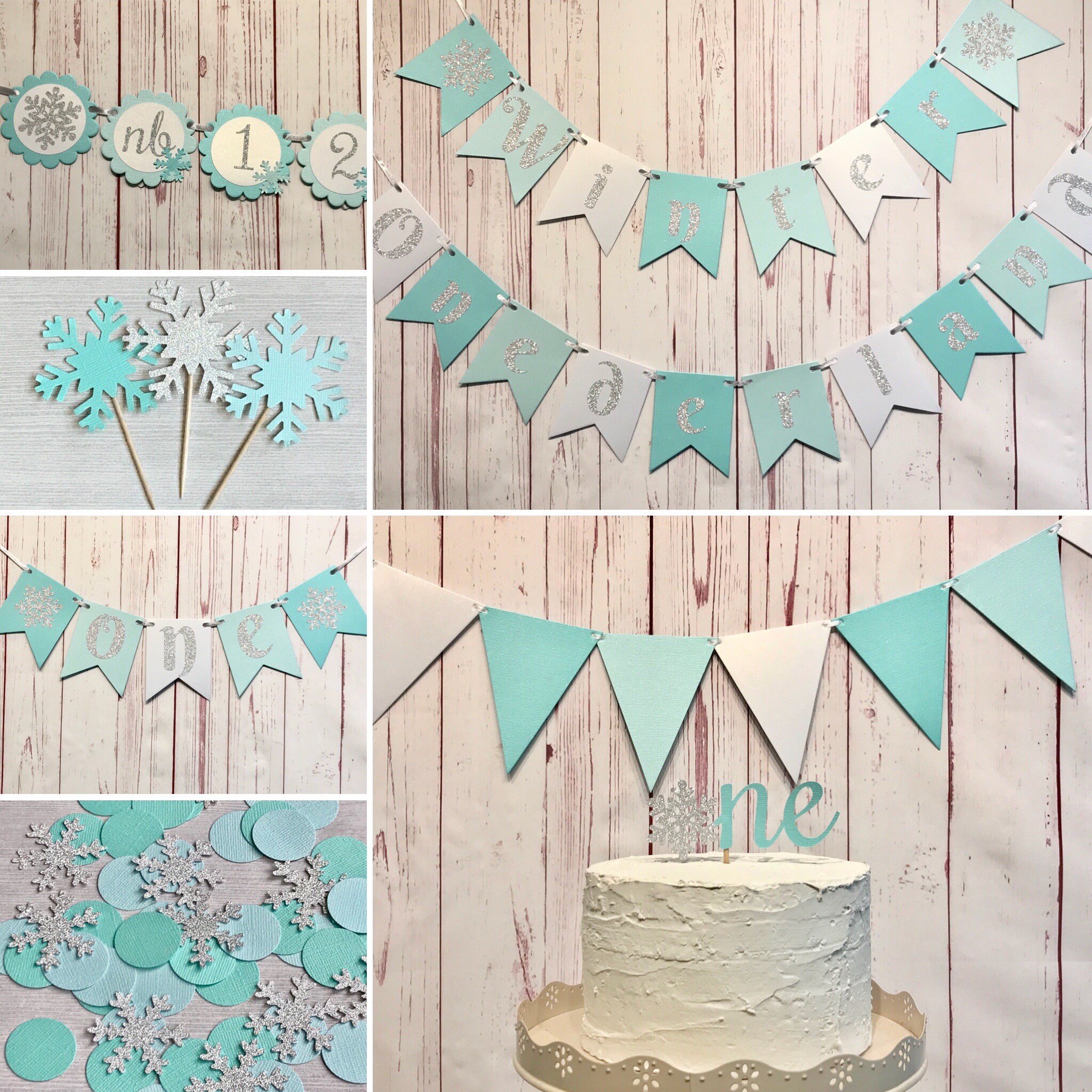 Winter Wonderland 1st Birthday Party Winter ONEderland Birthday Decorations Snowflake Birthday Decorations Birthday Banner.