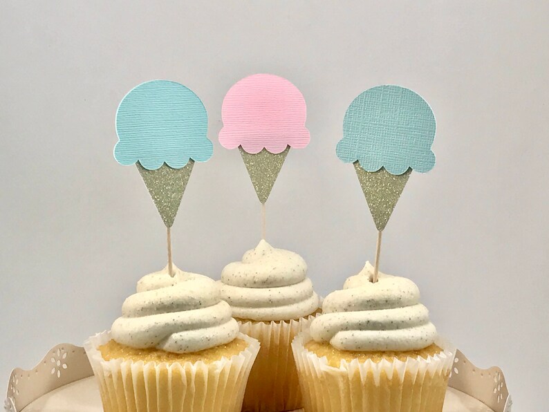 Ice Cream Toppers, Ice Cream Birthday, Ice Cream Social, Gender Reveal, Ice Cream Party Decor, Sundae Party, Summer Party, Pink, Mint, Gold image 3