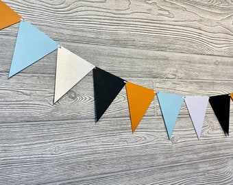 Blue Halloween Garland, 1st Birthday Triangle Bunting, Cake Smash Bunting, Spooky One Birthday Boy, Halloween Birthday, Our Little Boo