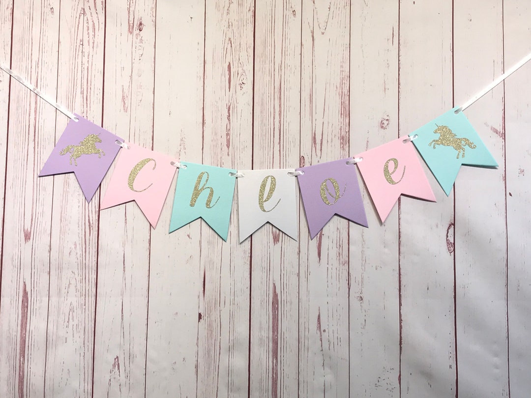 Unicorn Name Banner, Unicorn Banner, Glitter Name Banner, Girls Name ...