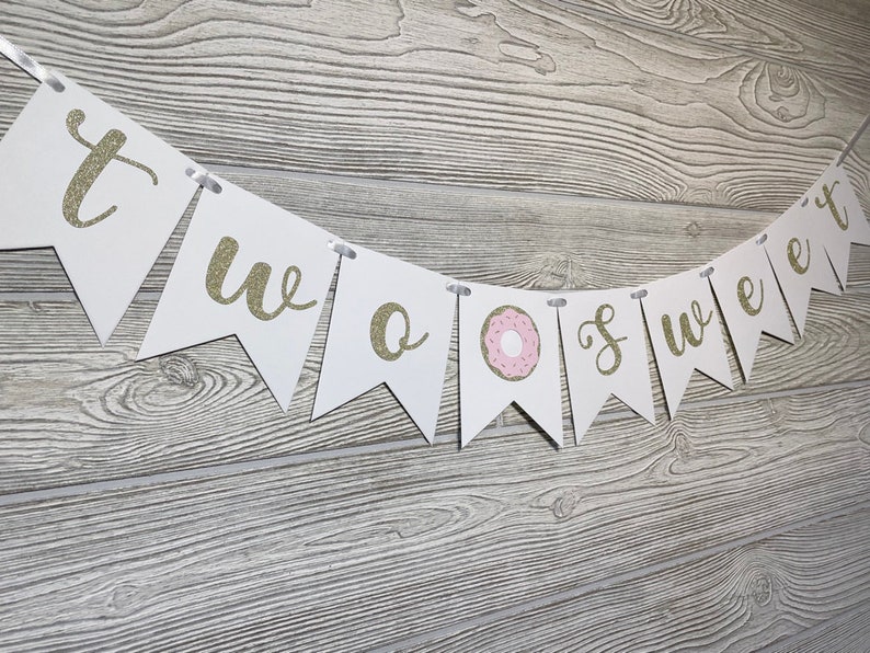 Two Sweet Birthday Banner, Two Sweet Donut, Girl 2nd Birthday Party, Donut Theme Birthday Decorations, Donut Grow Up Party, Donut Party image 2