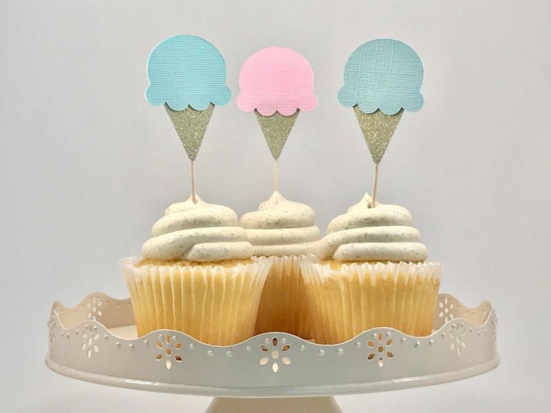 Ice Cream Toppers, Ice Cream Birthday, Ice Cream Social, Gender Reveal, Ice Cream Party Decor, Sundae Party, Summer Party, Pink, Mint, Gold image 2