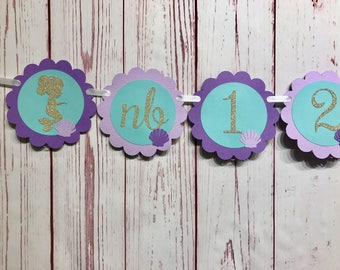 Mermaid Photo Banner, Under the Sea Party, Mermaid 1st Birthday, Birthday Photo Banner, First Year Banner, Mermaid Party Decoration