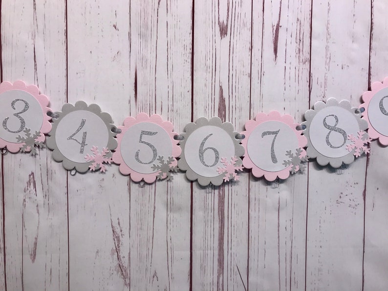 Pink Winter Onederland Photo Banner, Snowflake Photo Banner, Snowflake First Birthday, 1st Birthday Winter Wonderland, Winter 1st Birthday image 2