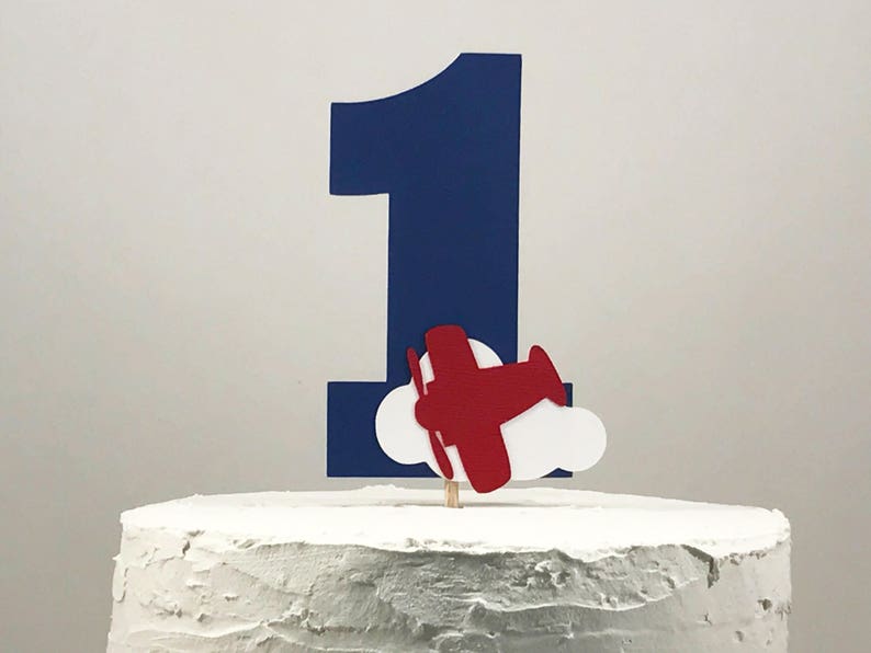 Airplane 1st Birthday Cake Topper Boy, Number 1 Cake Topper, Time Flies First Birthday, Boy Cake Smash Topper, Boy 1st Birthday Decorations image 1