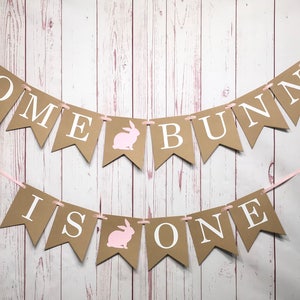 Some Bunny Is One, Bunny 1st Birthday, Easter Birthday, Pink 1st Birthday, Bunny Turning One, Cake Smash Banner, Pink Bunny Birthday