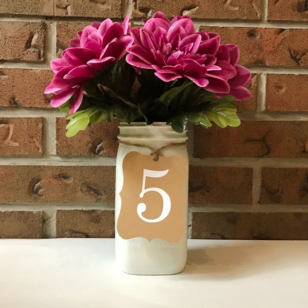 Set of 10 Table Number Tags, Mason Jar Tag, Wedding Reception Decor, Rustic Country Wedding, Centrepiece Tags, Black and White, Cottage Chic