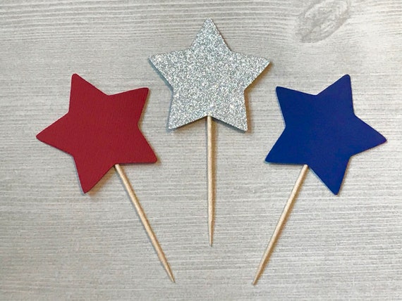 Patriotic Star Cupcake Toppers, Fourth of July Party, Little Firecracker Party, 4th of July 1st Birthday, 4th of July Baby Shower Cupcakes Il_570xn