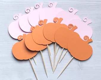 Pumpkin Cupcake Toppers, Little Pumpkin Party Decor, Pumpkin 1st Birthday, Pumpkin Baby Shower, Fall Cupcake Toppers, Fall Baby Shower