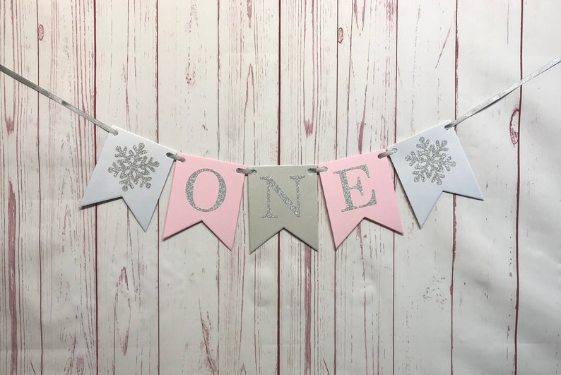 Winter 1st Birthday Party Package, Happy Birthday Party Package, Onederland Birthday, Pink Snowflake 1st Birthday, Winter Wonderland Party image 3