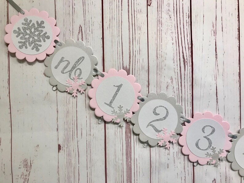 Pink Winter Onederland Photo Banner, Snowflake Photo Banner, Snowflake First Birthday, 1st Birthday Winter Wonderland, Winter 1st Birthday image 1