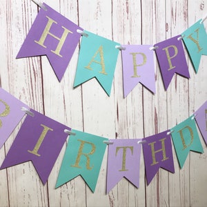 Mermaid Birthday Party, Under the Sea Theme, 1st Birthday Party, Purple Birthday Banner, Mermaid Party, Cake Smash Backdrop, Happy Birthday image 5