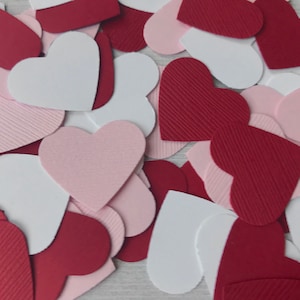 50 Valentine Heart Confetti, Valentine's Confetti, Valentine Table Decorations, Sweetheart 1st Birthday, Little Sweetheart, Red Pink & White