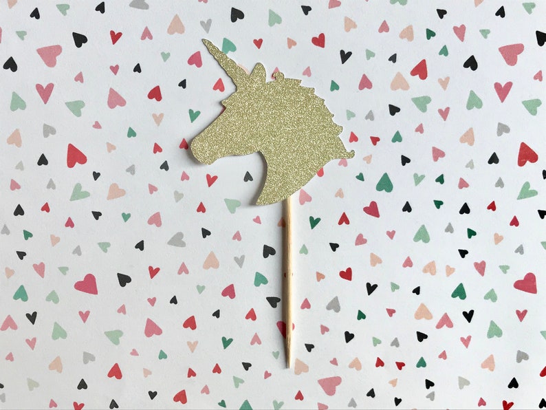 Gold Glitter Unicorn Cupcake Toppers Unicorn Party Decor 1st Etsy