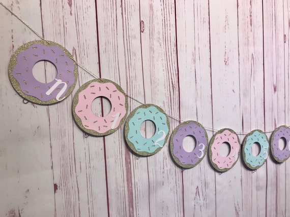 Download Donut Photo Banner Sweet One Donut Grow Up Party Donut 1st Birthday Decorations Donut Party Banner 12 Month Banner Donut Month Banner Garlands Flags Bunting Party Decor