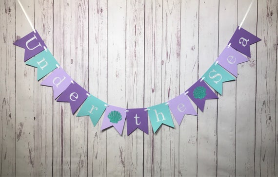 Under the Sea, Mermaid Party Decor, Ocean Theme Party, Under the Sea Banner, Mermaid Birthday, Purple Birthday Decor, Mermaid Garland Il_570xn